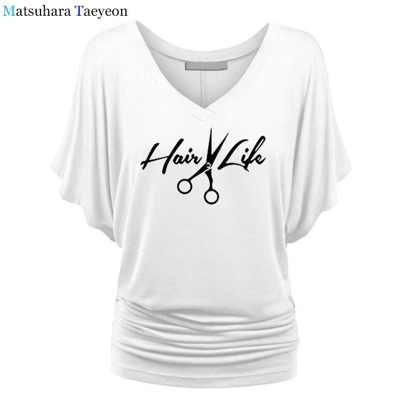 Hair Life Harajuku футболка женская с принтом летняя хлопковая с рукавом летучая мышь хип-хоп футболка с v-образным вырезом Топы Camisa t132 - Цвет: 16