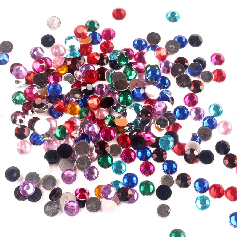 8mm-500Pcs 1000 шт Смешанные акриловые цветочные украшения, поделки, кабошон, скрапбукинг, украшения с плоским основанием, для дизайна ногтей, бисер для одежды, сделай сам - Цвет: 8mm-500Pcs