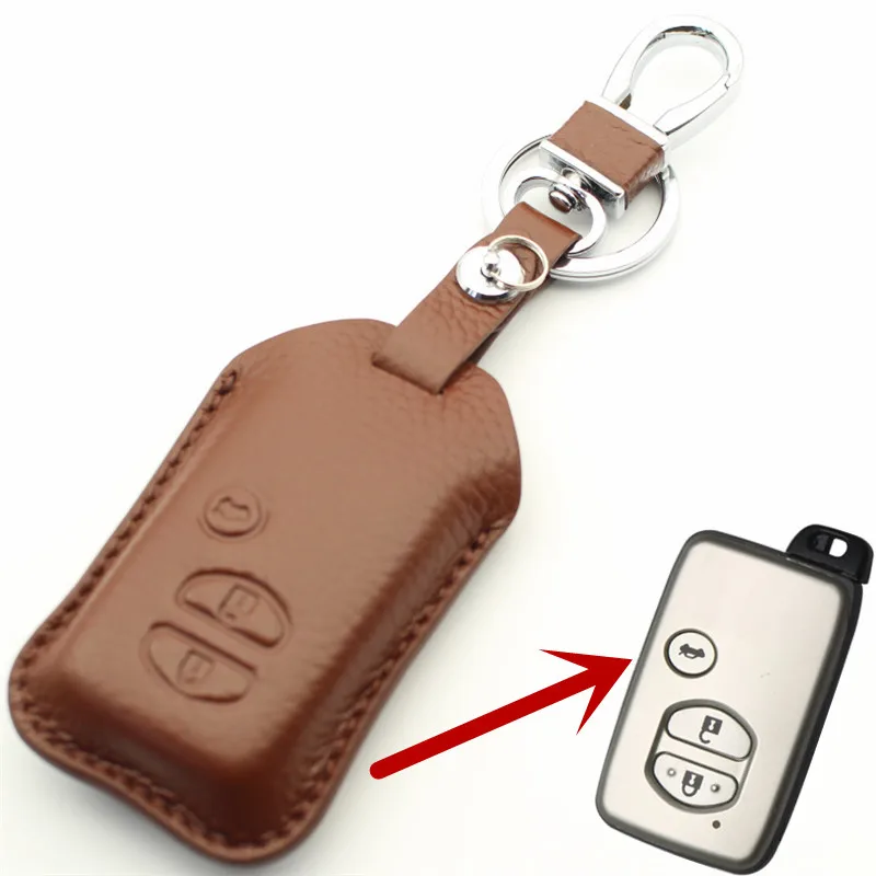 FLYBETTER 3 Смарт-кнопка из натуральной кожи чехол для Toyota Camry/Crown/Highlander/Prado/Prius автомобильный Стайлинг L1837