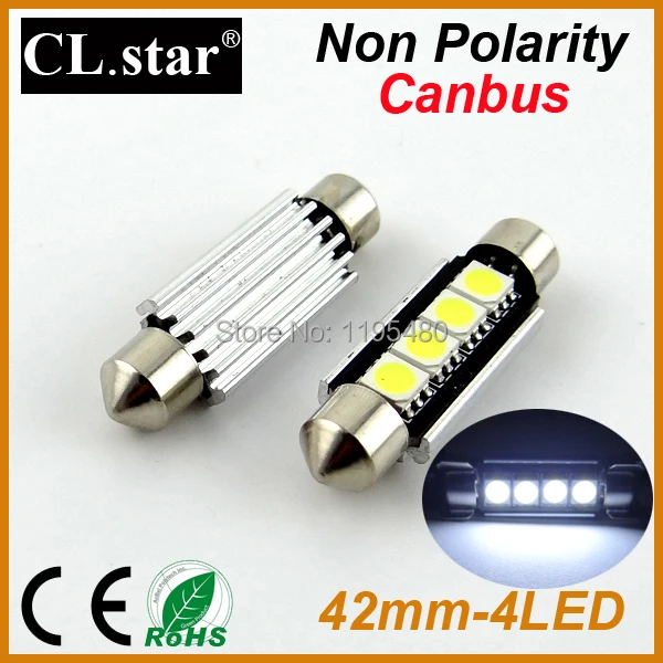 

10 шт. без полярности 100% без ошибок C5W 41 мм 42 мм 4smd 211-2 212-2 214-2 6451 6411 светодиодный Canbus Festoon внутренний Купол Карта света