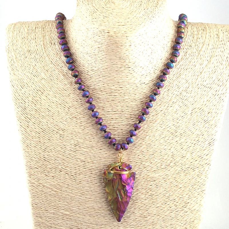 Модное ожерелье с подвеской из матового хрусталя узлом 5 х8 женское драгоценных