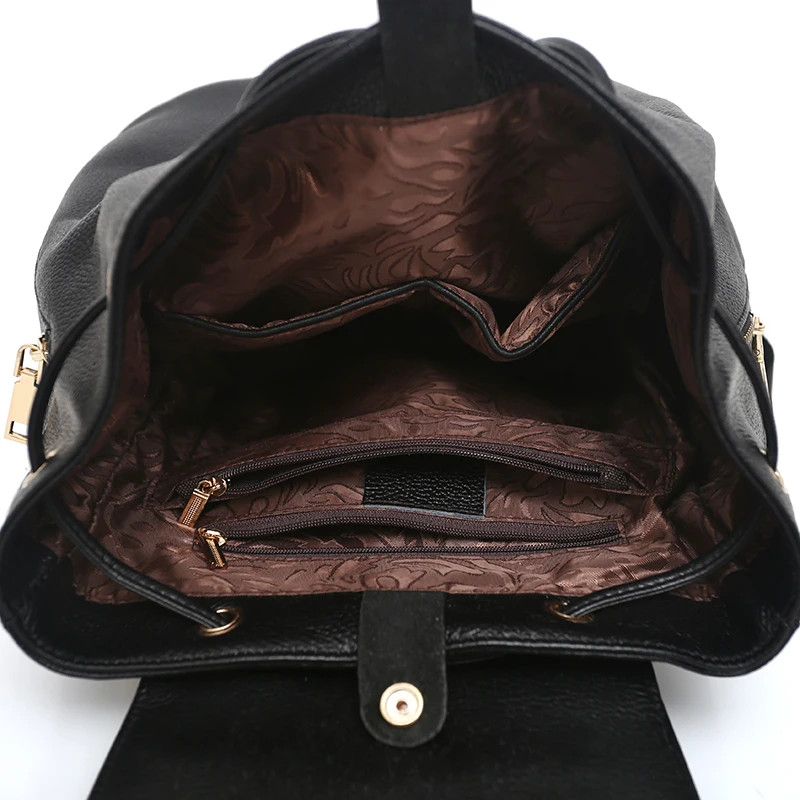

Fashion Designer Cow Genuine Leather Women Backpacks Drawstring School Bags For Teenagers Girls Female Travel BackPack Rucksack
