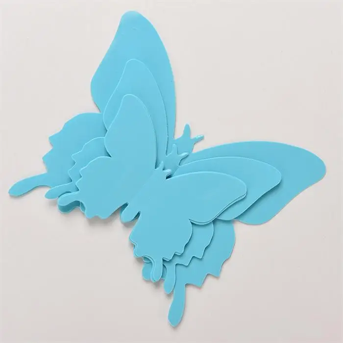 Light Blue 3D бабочки, свадебные украшения 12 шт. чудесный художественный дизайн Настенная Наклейка домашний декор черный синий красный желтый номер - Цвет: Light Blue