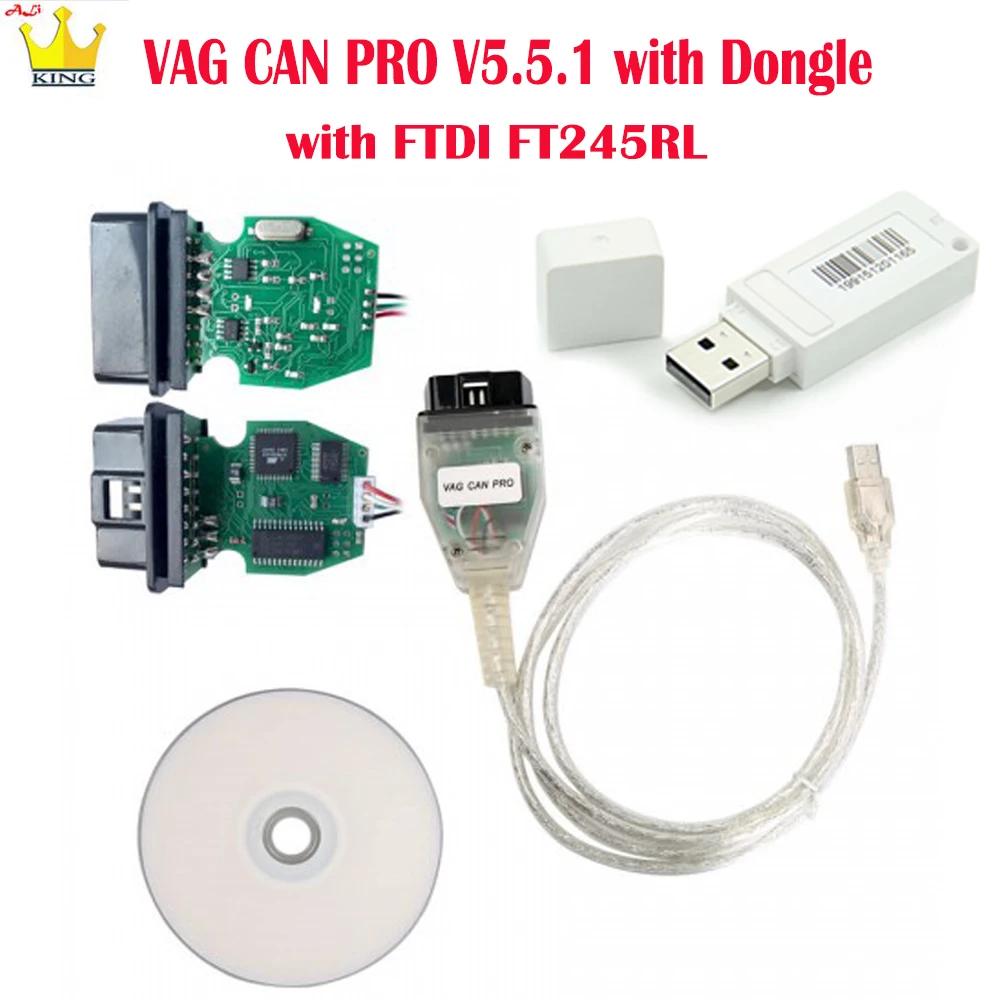 VAG CAN PRO V5.5.1 с чипом FTDI FT245RL VCP OBD2 Диагностический интерфейс USB кабель поддержкой Can