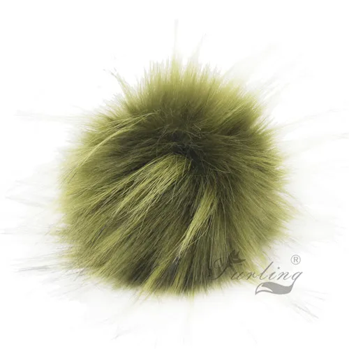 Army Green Мех животных Ling DIY 12 шт. искусственный мех енота 11 см пушистый помпон мяч для шляпа шапочка интимные аксессуары для женщин брелок - Цвет: Army Green