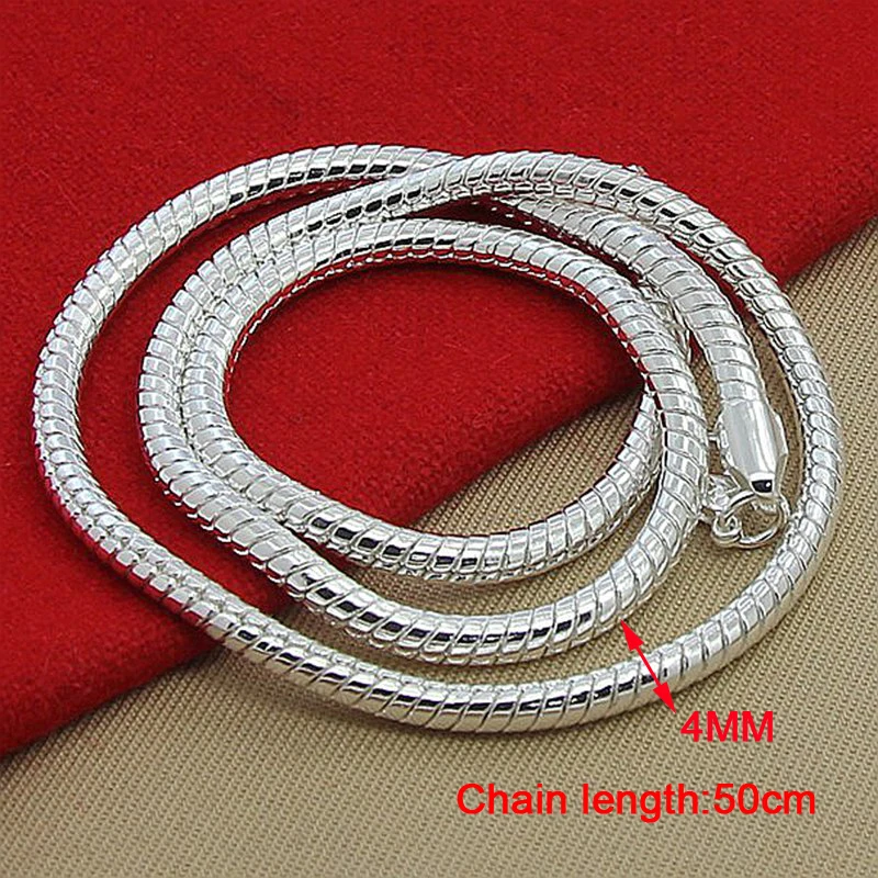 

Men's 4mm 50cm Silver Snake Chain Necklaces 925 Sterling Silver Jewelry Necklace for Women