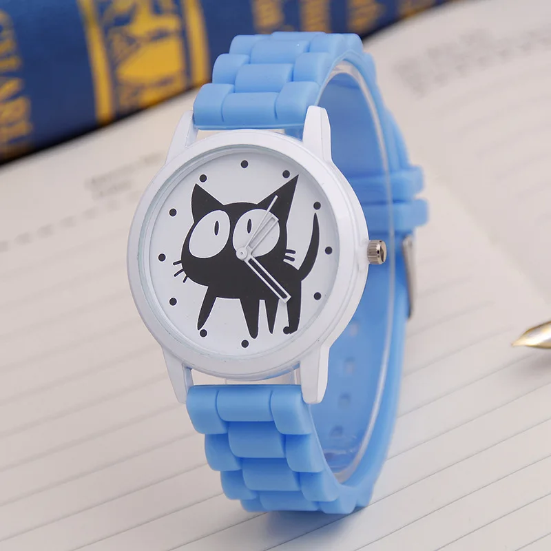 Часы женские с силиконовым ремешком рисунком кошки|watch pattern|watch womenwatch cat |