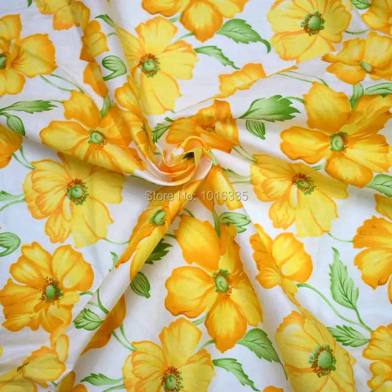 Хлопковая ткань с большим желтым цветочным принтом ширина 160 см Комплект