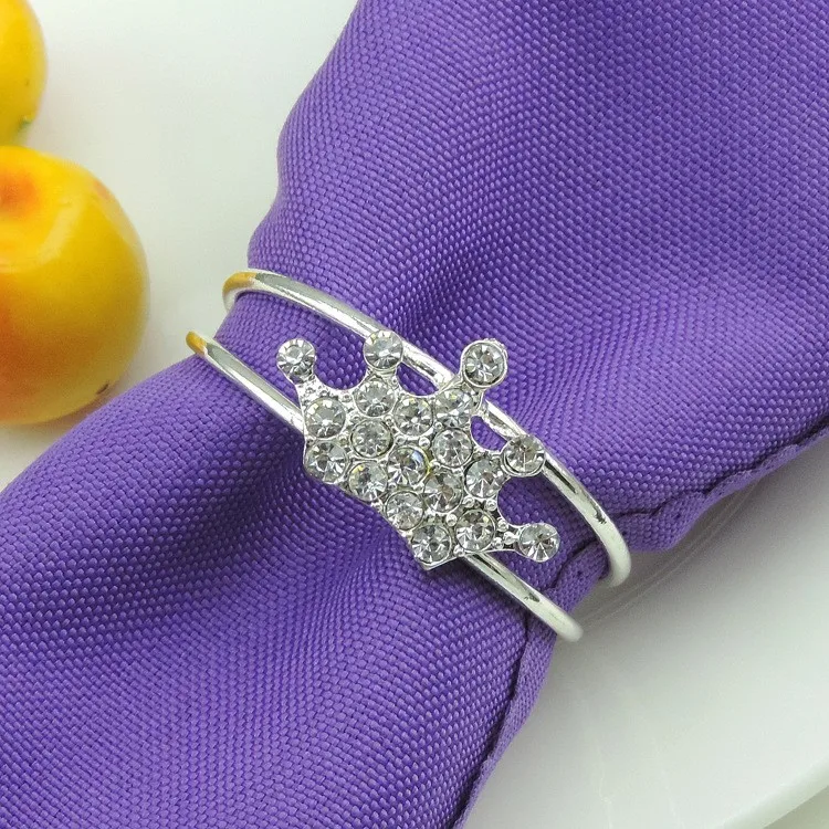 100 шт./лот металлическая многослойная застежка для салфеток с серебряной короной