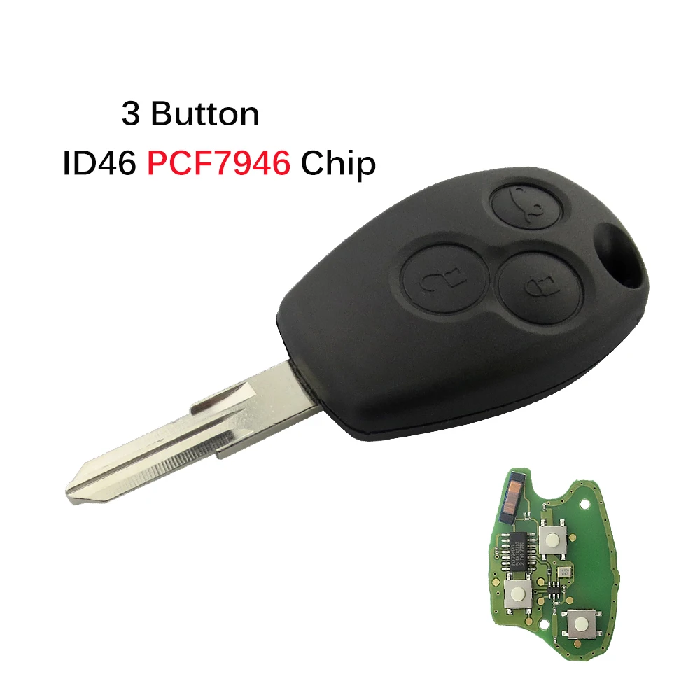 3B 7946 OkeyTech 2/3 Кнопка 433 МГц ID46 PCF7946 чип 206 NE72 лезвия для Renault Duster Modus Clio Logan Sandero Trafic Kangoo express - Количество кнопок: 3B 7946