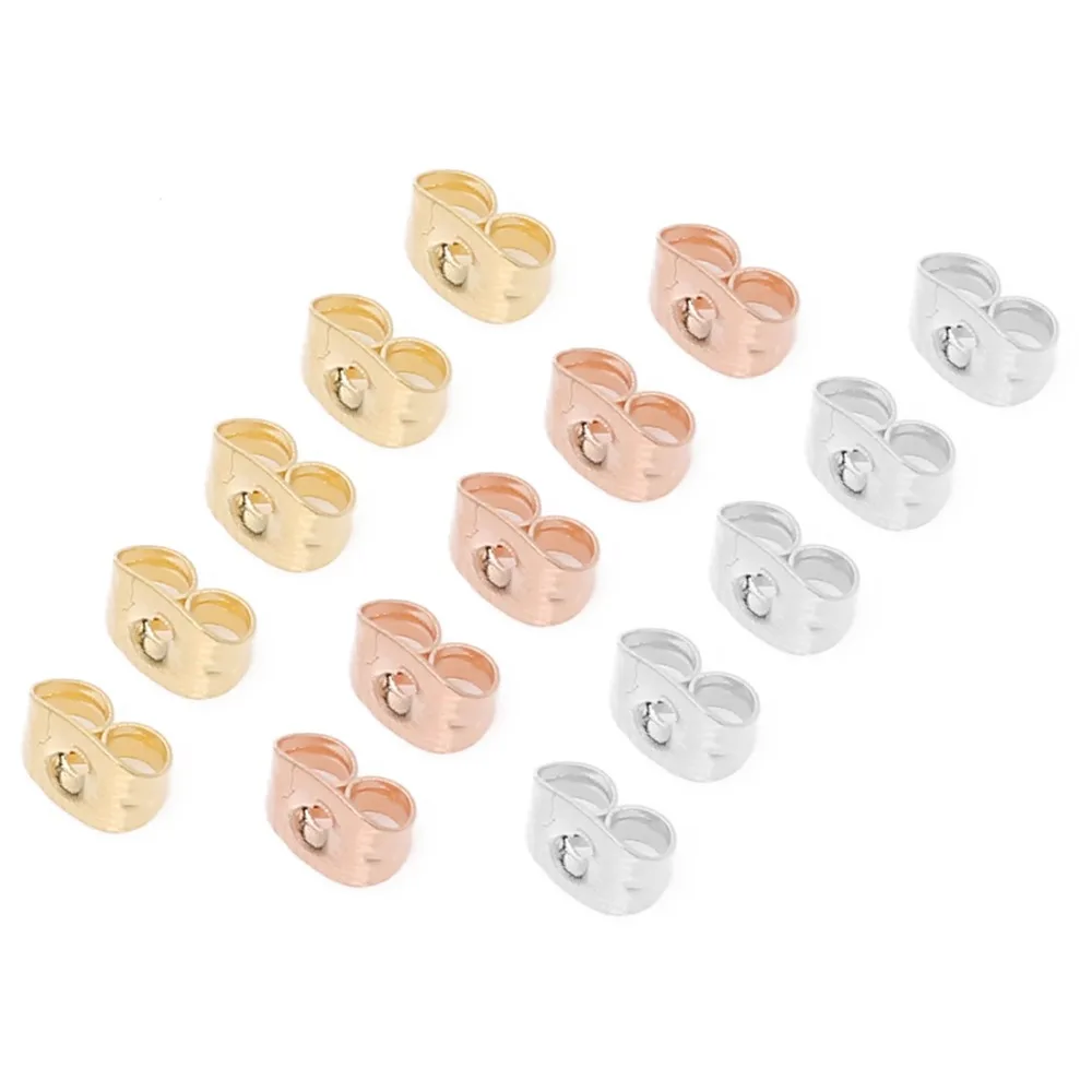 200pcs/lot Stainless Steel Gold Silver Tone Rose Earring Stopper 4.5x6mm Hypoallergenic Back Findings DIY Jewelry | Украшения и