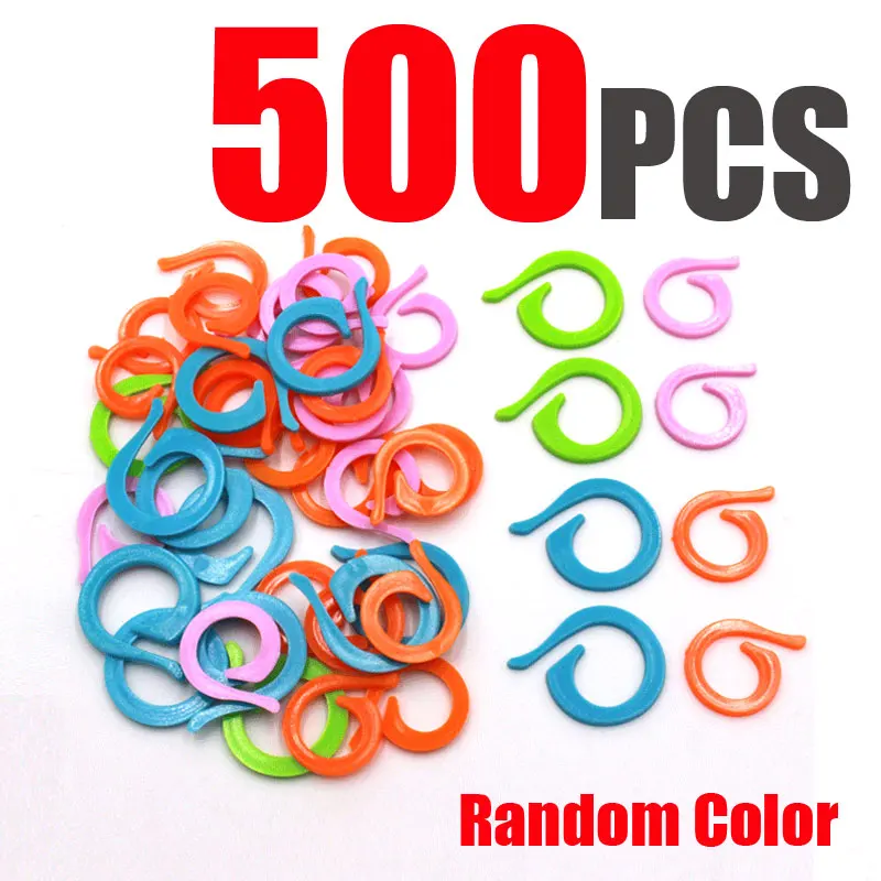 Random Color-500pcs 500 шт./компл. Пластик открытого швейных подсчета круговой кольца Вязание Держатель вязания крючком иглы товары для шитья и рукоделия инструменты - Цвет: Random Color-500pcs