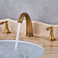 antique brass 3pcs basin faucet widespread bathroom faucet double handles tub sink mixer tap kd1211