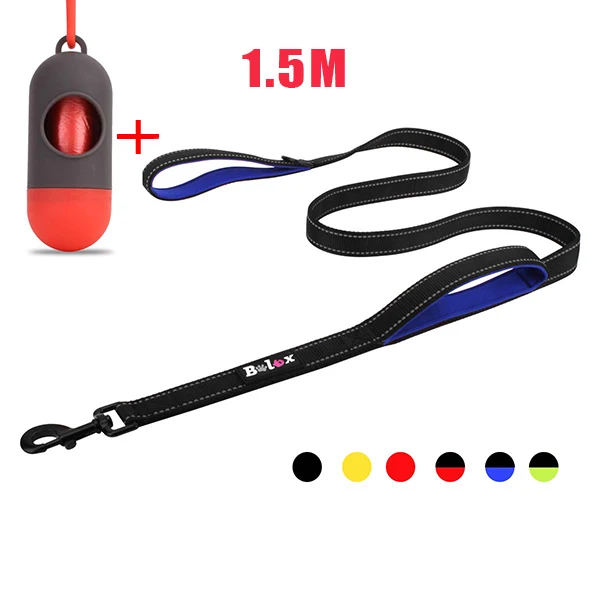 Blue with Dispenser 5ft собачий поводок сверхмощный поводок с 2 мягкими ручками крепкие тренировочные поводки для маленьких больших собак поводки для собак K9 - Цвет: Blue with Dispenser
