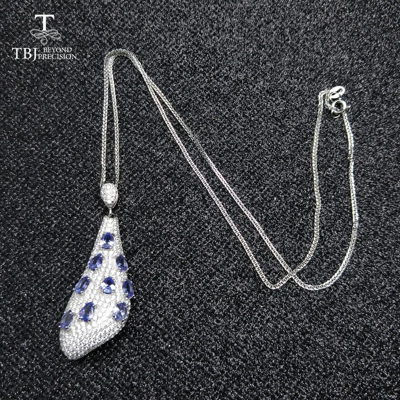 TBJ роскошный длинный кулон с 2.6ct натуральным танзанитом драгоценный камень 925
