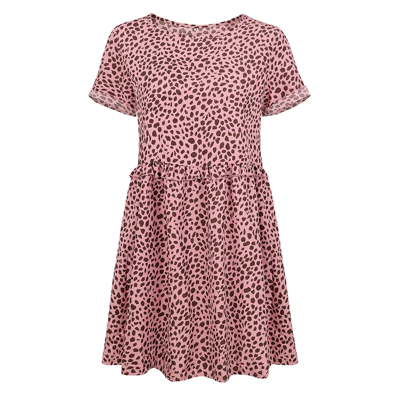 Ebizza с круглым вырезом и принтом Mix женский Печатный принт платье рюшами талии