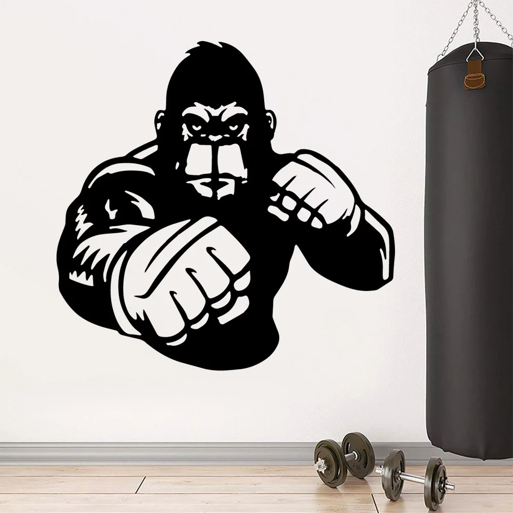 

Романтическое украшение для комнаты Gorilla, боксерская Настенная Наклейка на стену орангутана, виниловые художественные наклейки для детей и...