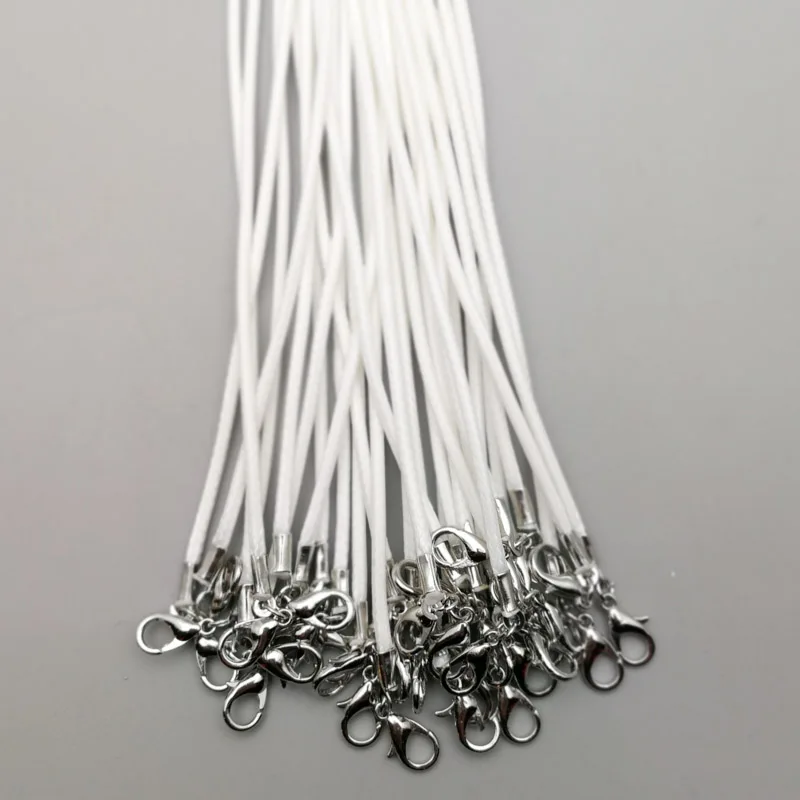 Fashion 2mm white color Wax Leather Cord Necklace 45cm Lobster Clasp Rope Chain Jewelry Accessories Wholesale 100pcs/lot | Украшения и