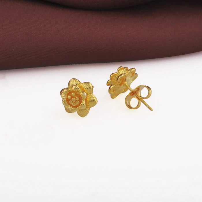 Stud Earrings Flower 24 Pure Gold Color for Women MxGxFam | Украшения и аксессуары
