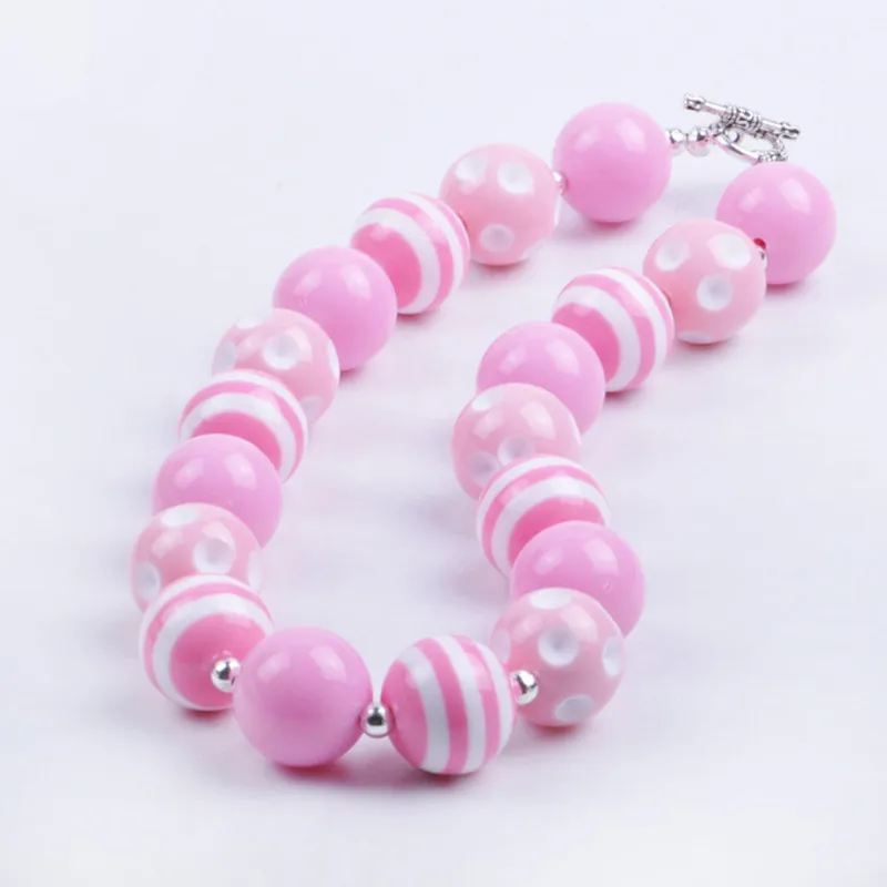 

5PCS New Baby Pink Chunky Beads Necklace Girls Toddler Bubblegum Necklace Kids Jewelry Wholesale accessories