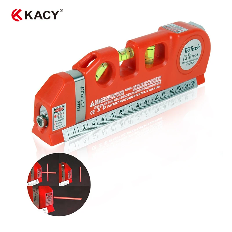 Kacytools Горизонт Вертикальная измерительная лента выравниватель 8feets электронная Лазерная линия уровень Многофункциональный уровень линейки лазерный уровень
