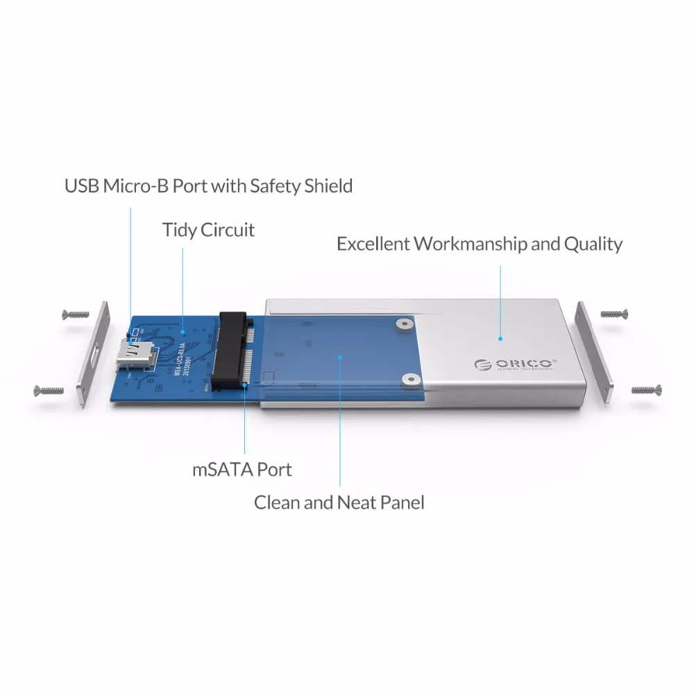 ORICO Type C mSATA SSD чехол алюминиевый к USB корпус адаптер встроенный контроллер ASM1153E|msata