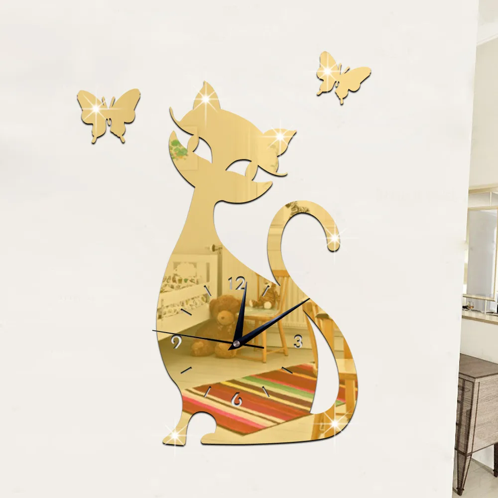 3D DIY акриловые зеркальные настенные часы современный кухонный домашний декор