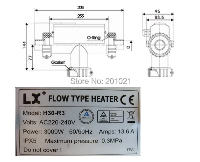 LX нагреватель для ванны H30-R3 AC 220-240 В 50/60 Гц 3000 Вт A Ампер замена JNJ spa H30-C3 |