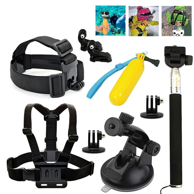 Комплекты аксессуаров: нагрудные ремни для головы + селфи-палка присоска и т. д.