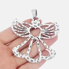 2 шт., антикварные Подвески серебряного цвета, большое открытое сердце, прекрасный ангел, кулон для ожерелья, ювелирные изделия, фурнитура 71x70mm