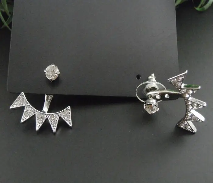 Wholesale Rhinestone Starburst Ear Jacket Fashion Glass Stone Alloy Swing Earring Split Front Back Stud for Women SFE167 | Украшения и