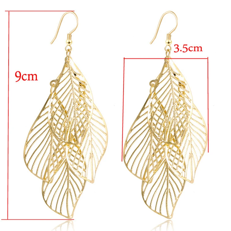 CHENFAN trendy style simple hollow multi-layer leaves tassel long earrings 2020 jwelry women's jewelry gold for women | Украшения и