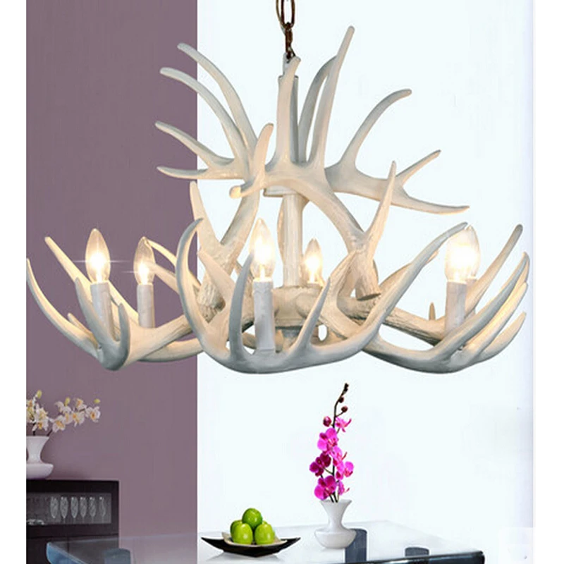 Свеча рога люстра огни американский Ретро Смола оленя подвесные лампы украшение