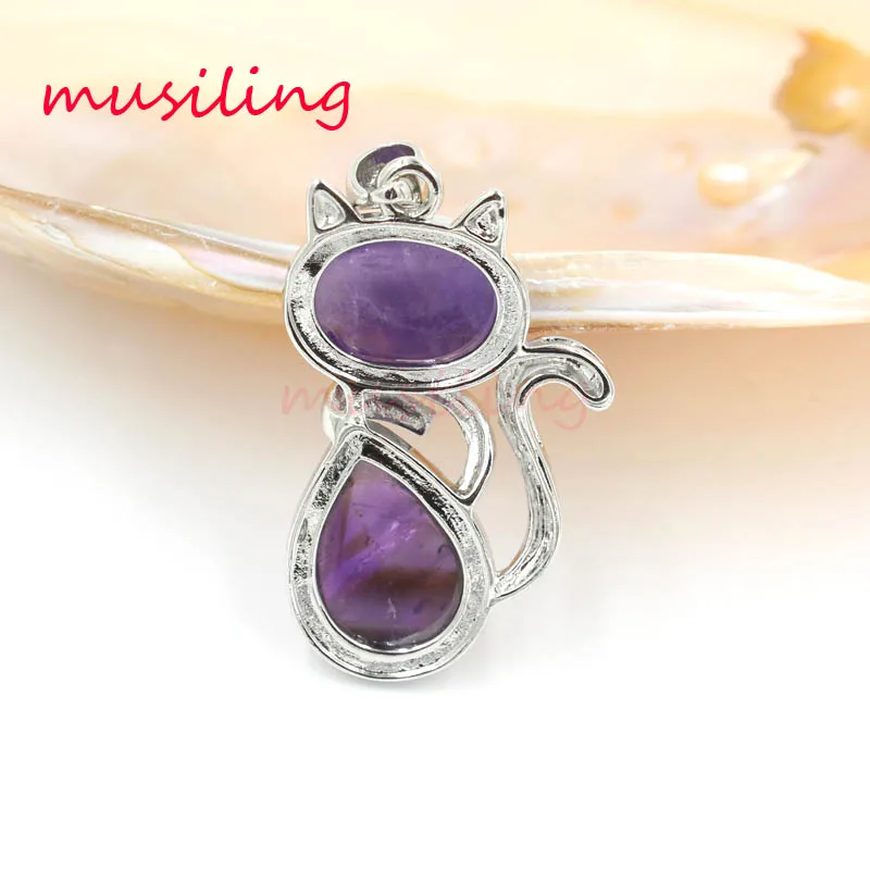 Natural Gem Stone Cartoon Cat Pendants Reiki Pendulum Charms Healing Chakra Amulet Europe Fashion Jewelry For Womens 1Pcs | Украшения и