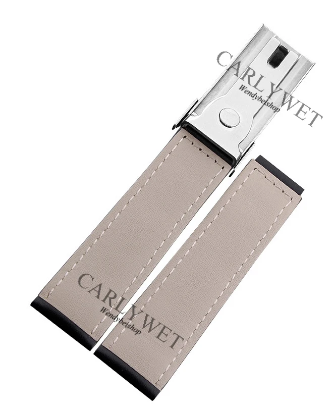 CARLYWET 19 20 мм винтажные черные коричневые часы из телячьей кожи ремешок браслет с серебряной стальной застежкой для Daytona GMT