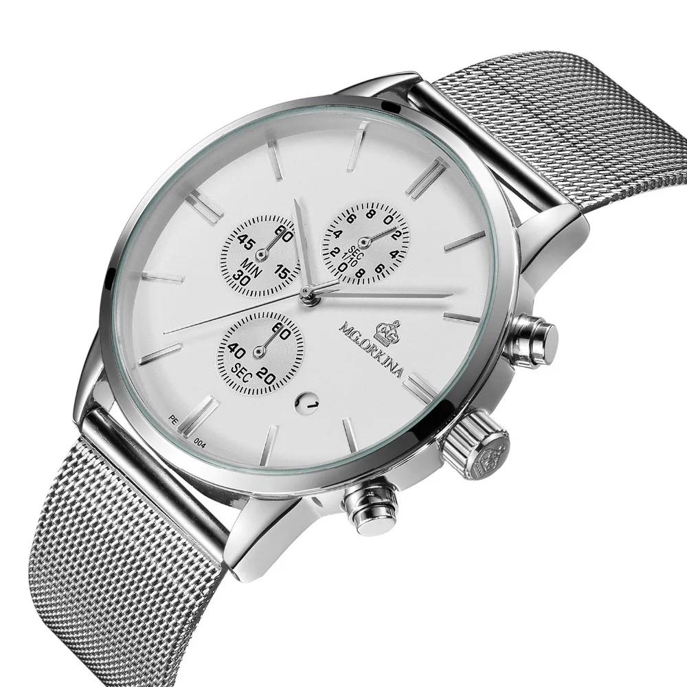 Ультратонкие мужские часы из нержавеющей стали 11 мм сетчатый ремешок кварцевые