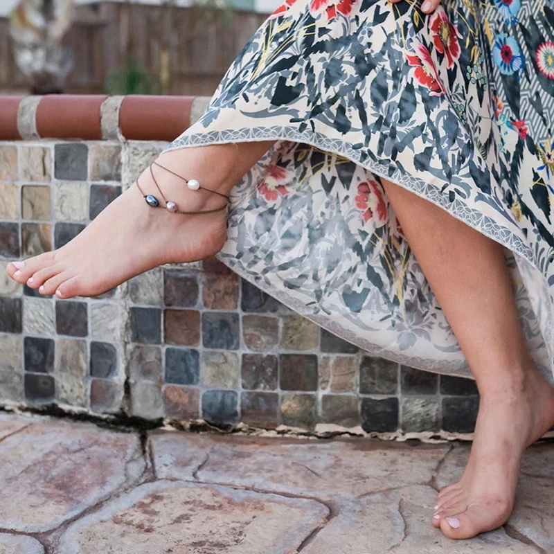 Браслет на лодыжку Женский украшение в богемном стиле с бусинами цепочка для ног