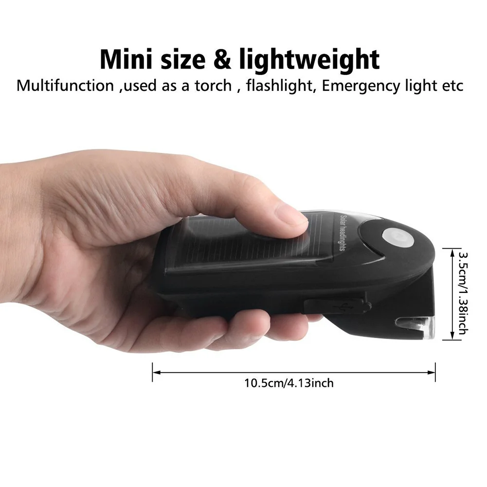 Новый светодиодный USB Перезаряжаемый велосипедный фонарь фара на солнечной