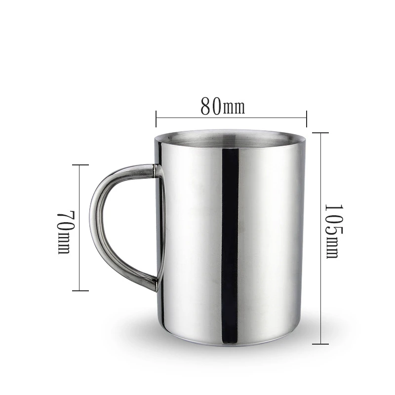 L- silver Кружка для кофе с двойными стенками из нержавеющей стали для путешествий, небьющаяся чашка для детей, термоизоляционный стакан, молочные чашки, чайные кружки с крышкой - Цвет: L- silver