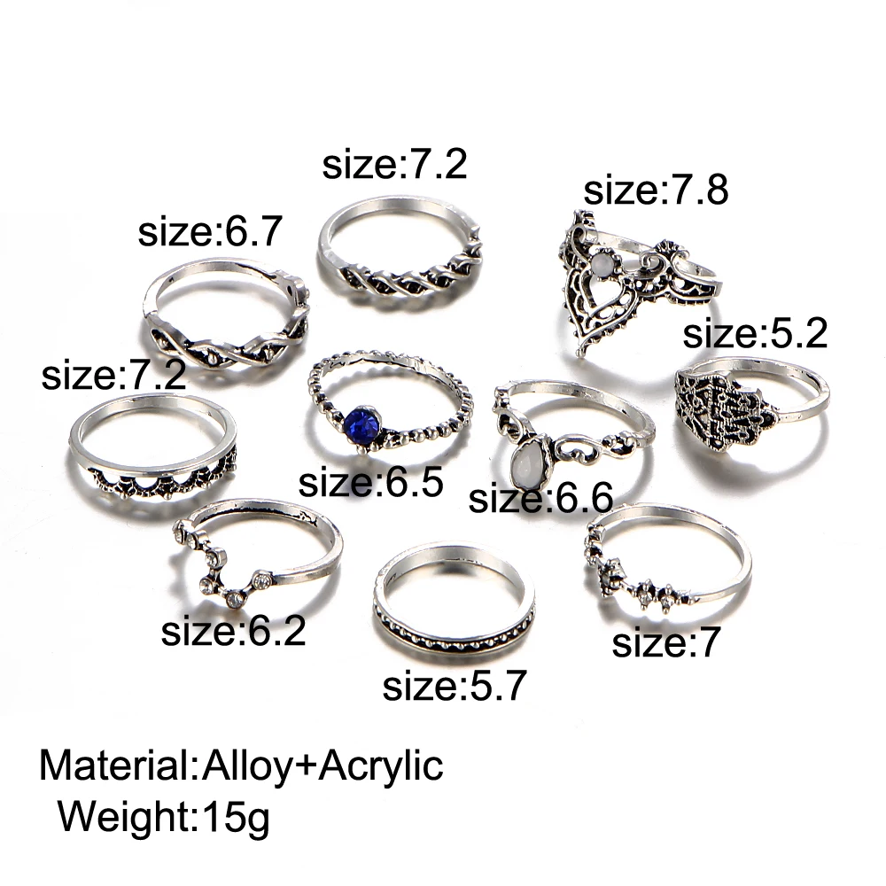 2018 модные хрустальные кольца с кроликом набор винтажных колец серебристый цвет