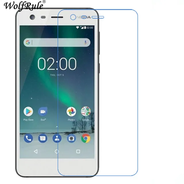 2 piezas de vidrio para Nokia 2 Protector de pantalla de vidrio templado para Nokia 2 vidrio Anti-rasgu&ntilde;o pel&iacute;cula de tel&eacute;fono para Nokia2 WolfRule-1