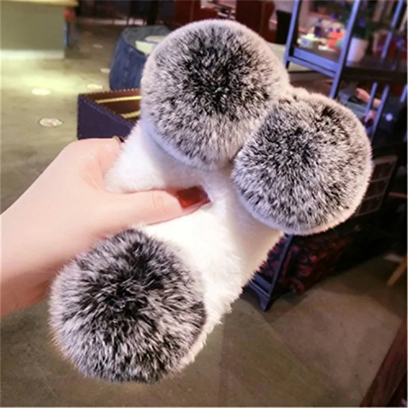 1 шт. чехол для Sharp Aquos R2 с кроличьим мехом пушистым медведем панды блестящим