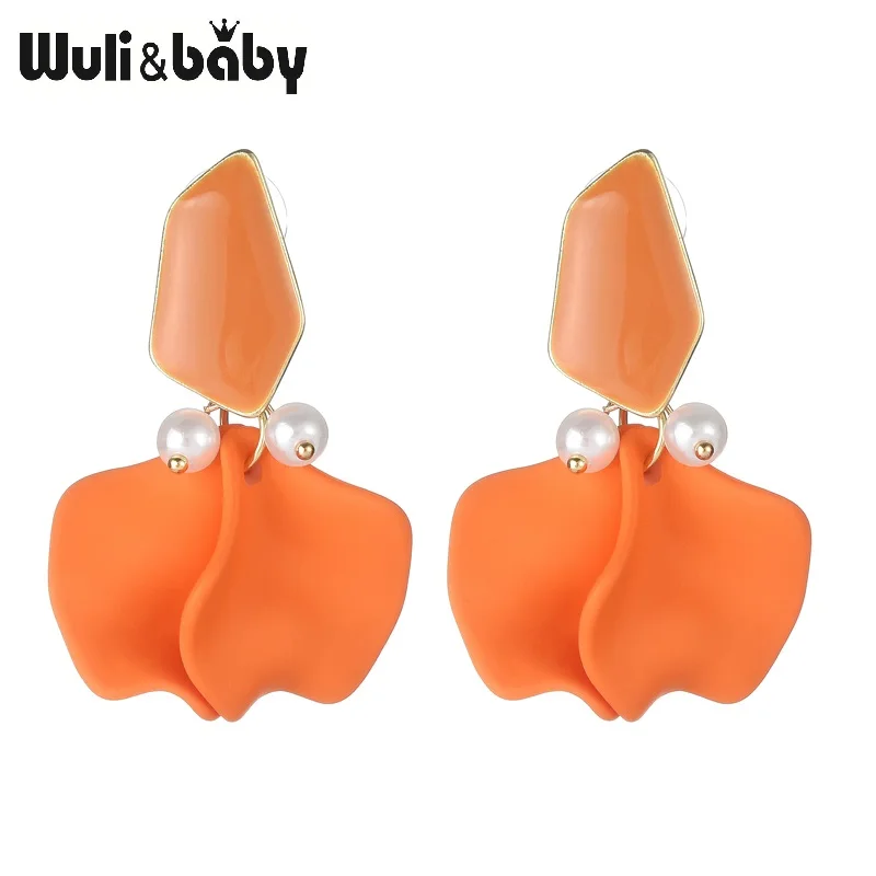 Серьги капли Wuli & baby с желтым оранжевым цветком и лепестками 2019 новые модные