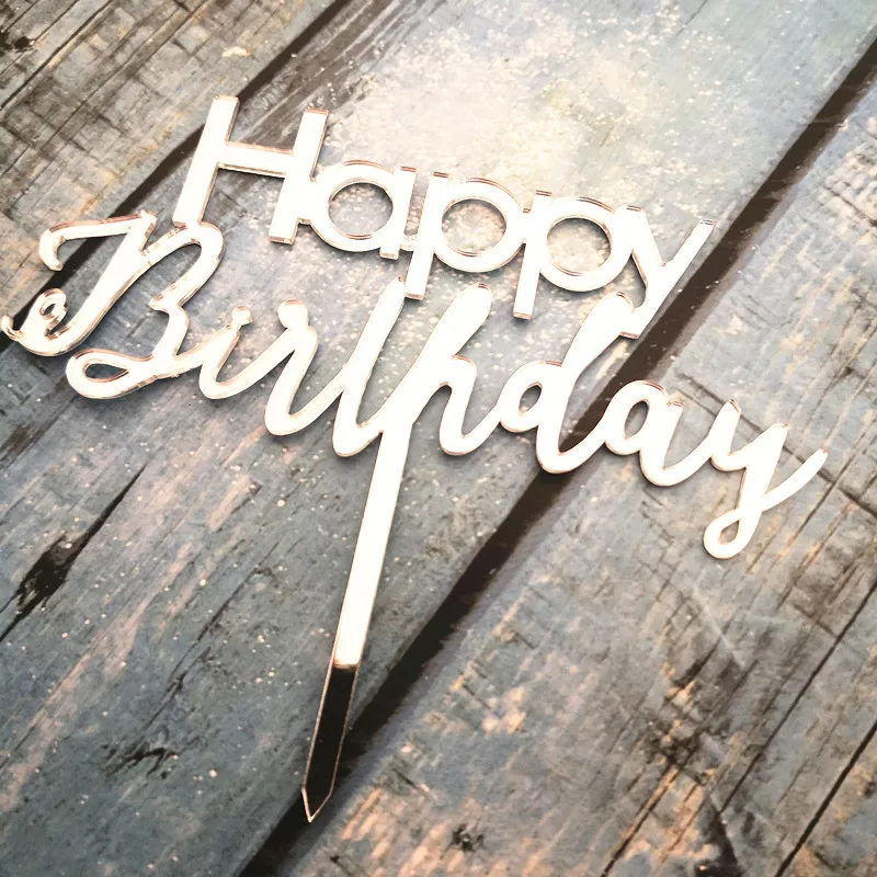 

Happy Birthday Acrylic Cake Topper New Arrival Gold Pink Acrylic Cake Flags For Kids Birthday Party Cake Decorations Baby Shower