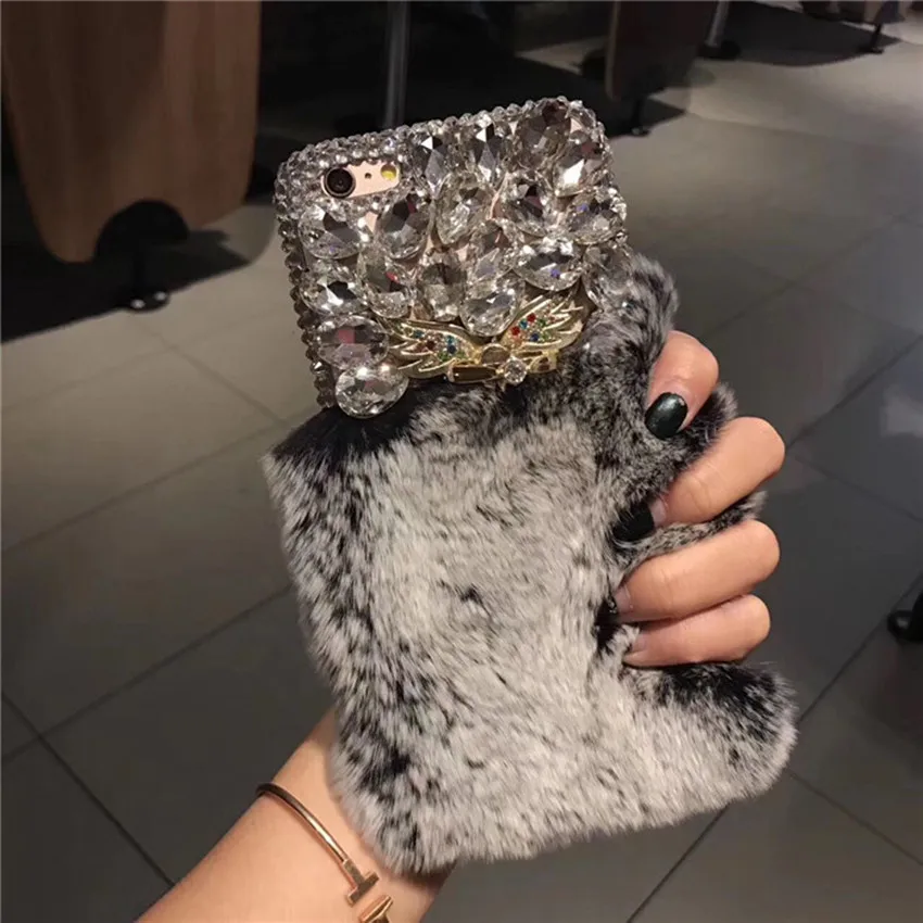 LaMaDiaa роскошный Теплый мягкий меховой чехол для телефона iPhone 11 12 mini Pro Max XR 6 6s 7 8