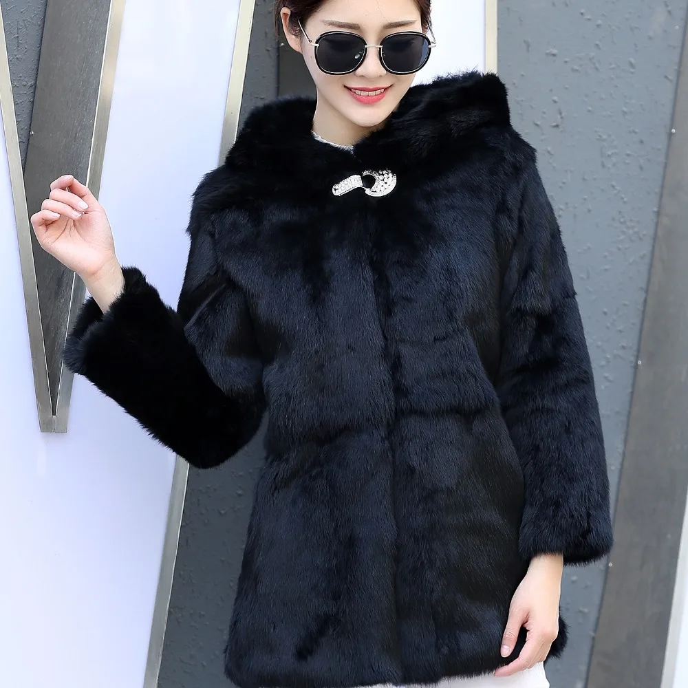 2022 Trendy Women's Jackets Hot-Selling Fur Coat Women Rabbit Fur Coats With Warm leather hooded Free Shipping Z472