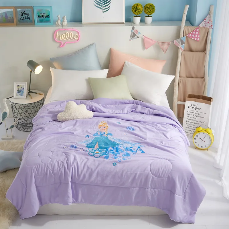 

disney girl beddings frozen elsa summer quilt cartoon bed spreads stitching thin comforter queen size blanket kids birthdaygift