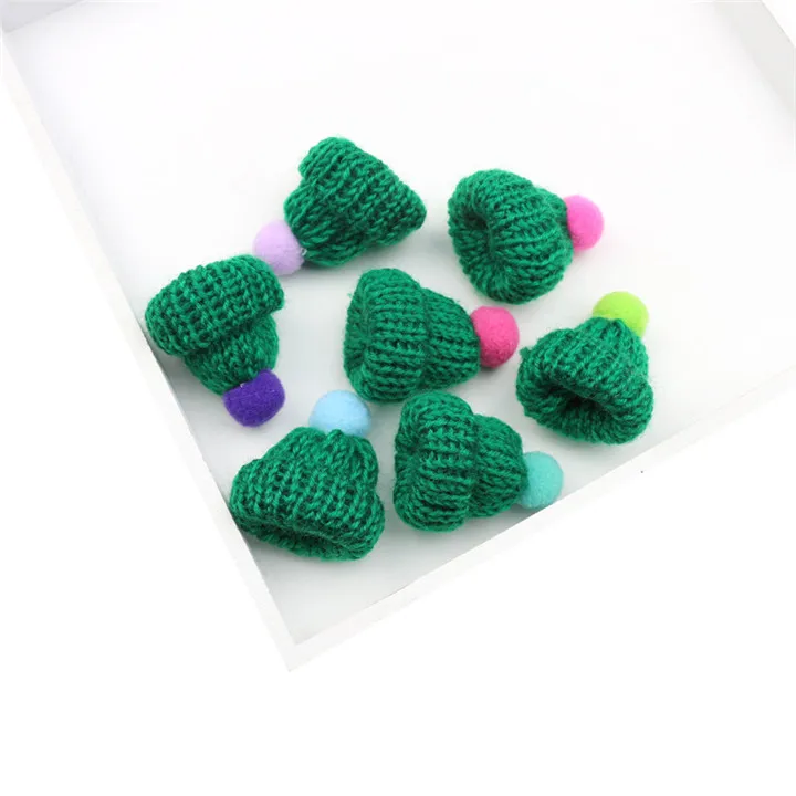 Green Hats 40 шт. шерстяная пряжа вязание мини-шляпы DIY ремесло поставки головной убор одежда куклы игрушки Декор дети Скрапбукинг искусство милые маленькие шапки - Цвет: Green Hats