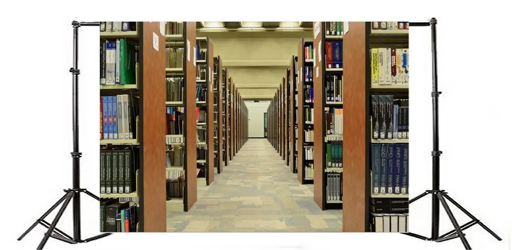 

Photography Backdrop Bookshelf Interior School Library Bookscase Vintage Marble Floor Study Room