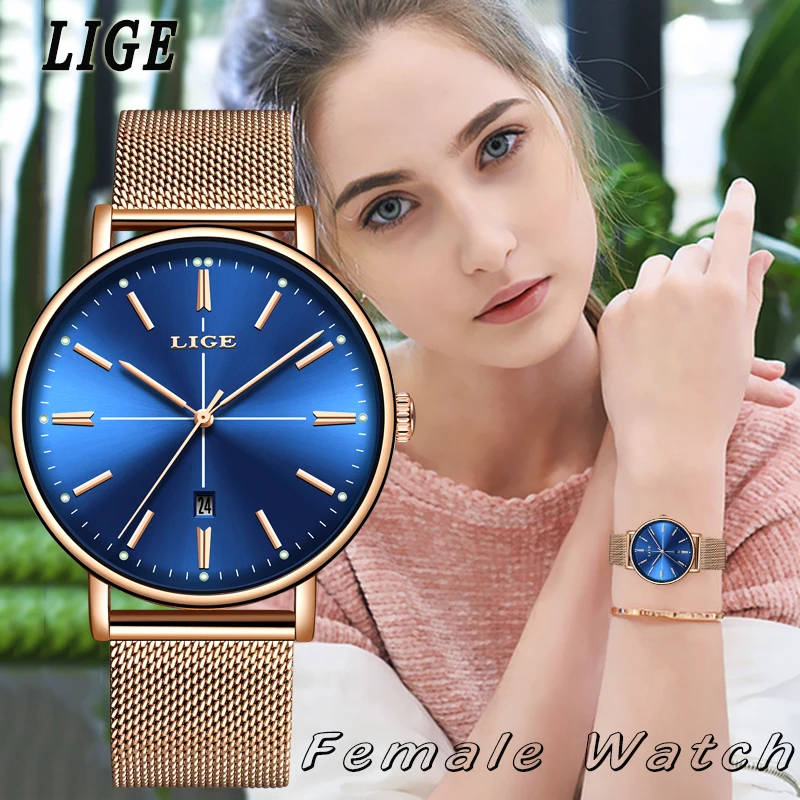 New LIGE Women Watches Top Brand Luxury Sport Wear Waterproof Watch Ladies Dress Casual Mesh Steel Quartz Relogio Feminino | Наручные